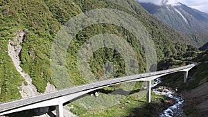 Driving up Otira viaduct