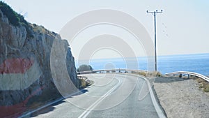 Driving view of the road seashore
