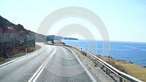 Driving view of the road seashore