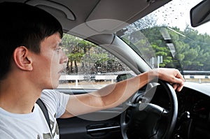 Driving on the wet road
