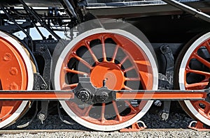 driving wheel of the historic steam locomotive