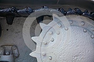 Driving wheel of the KV tank in winter camouflage