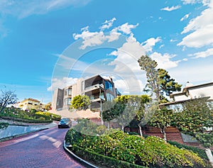 Driving on world famous Lombard street