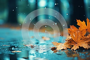 Drizzle Rainy day in autumn background and wallpaper. Generative AI