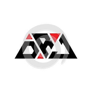 DRJ triangle letter logo design with triangle shape. DRJ triangle logo design monogram. DRJ triangle vector logo template with red