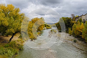 Drome river in autumn season, France