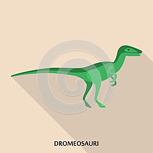 Dromeosauri icon, flat style photo