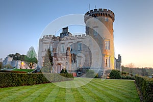 Dromoland Castle at dusk in west Ireland.