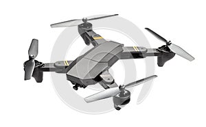 Dron helicopter with a camera. Quadcopter isolated on white background photo