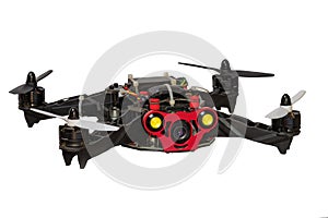 Dron quadrocopter isolated on white background.