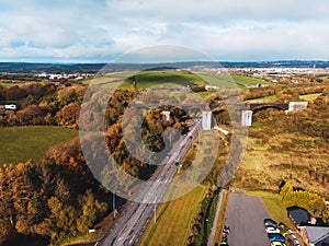 Dron view on unfinished bridge