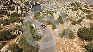 Drone in Active Track mode following the car in `El Torcal`