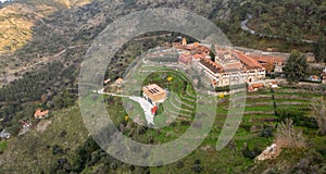 Drone aerial of Christian orthodox monastery of Machairas. Holy places cyprus