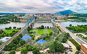 Drone Aerial of Downtown Chattanooga Tennessee TN Skyline