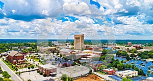 Drone Aerial of Downtown Spartanburg South Carolina SC Skyline