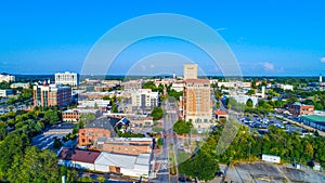 Drone Aerial of Downtown Spartanburg, South Carolina, USA Skyline