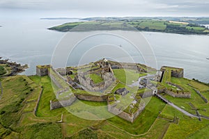 Drone aerial landscape of Charles fort in Kinsale Cork county Ireland.