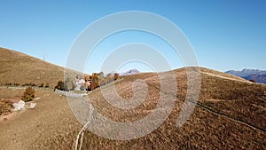 Drone aerial landscape at Linzone mountain during autumn season