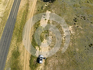 Drone Aerial Over A Car On Sapphire Gemfields photo