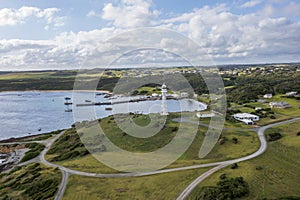 Drone aerial photograph of the Currie Harbour Lighthouse