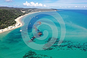 Drone aerial shot of Tangalooma Wrecks Moreton Island photo