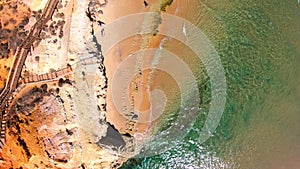Drone aerial of the South Australian Southport Onkaparinga River mouth estuary.