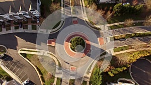 Drone Aerial Video straight down of Roundabout Raleigh NC Suburb