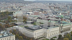 Drone aerial Vienna state opera and cityscape