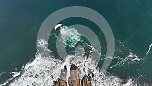 Drone aerial view of arco Calan coast near Constitucion Chile, Pacific ocean, Top view photo