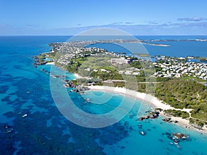 The drone aerial view of Bermuda island