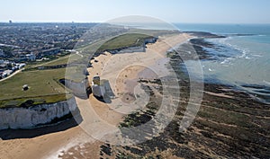 Drone aerial view of botany bay beach in Broadstairs Kent United Kingdom