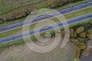 Drone aerial view of a highway