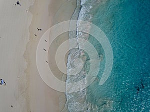 The drone aerial view of horseshoe bay beach,Bermuda