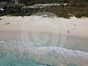 The drone aerial view of horseshoe bay beach,Bermuda