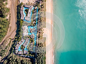 Drone aerial view at luxury reosrt Khao Lak Thailand