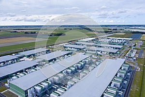 Drone aerial view of new Microsoft datacenters