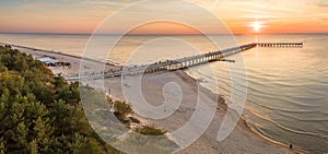 Drone aerial view of Palanga bridge, Lithuania