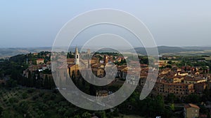 Drone Aerial View Val D'orcia, Siena Province, Over Pienza, Tuscany, Italy