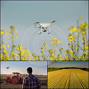 Drone in agricultural production collage