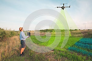 drone agriculture infrared inspection of crops photo