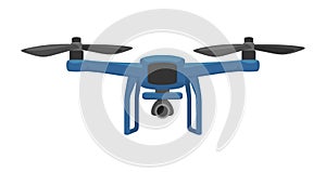 Drone with a camera fly. Vector flat color illustration