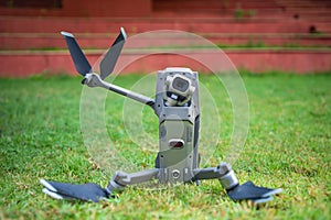 A drone with camera when not in use