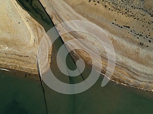 Drone camera pointed directly down on Cuckmere Haven