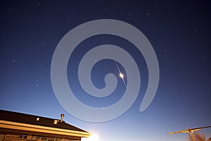 drone-captured image of a meteoroid in a clear night sky