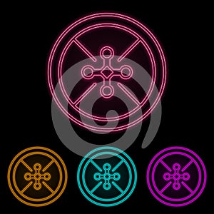 drone color neon set. Simple thin line, outline vector of drones icons for ui and ux, website or mobile application