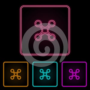 drone color neon set. Simple thin line, outline vector of drones icons for ui and ux, website or mobile application