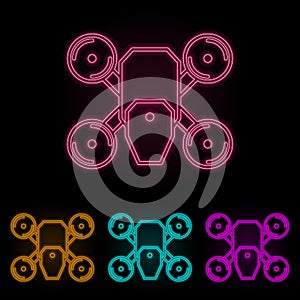 drone color neon set. Simple thin line, outline vector of drones icons for ui and ux, website or mobile application