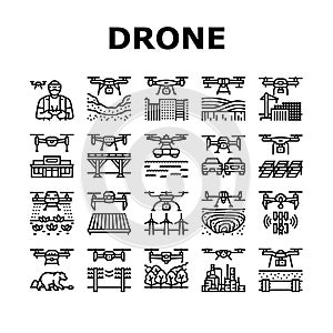 drone commercial use icons set vector