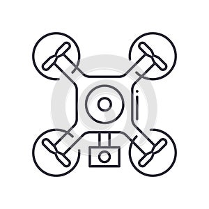 Drone concept icon, linear isolated illustration, thin line vector, web design sign, outline concept symbol with