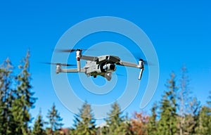 The drone copter flying